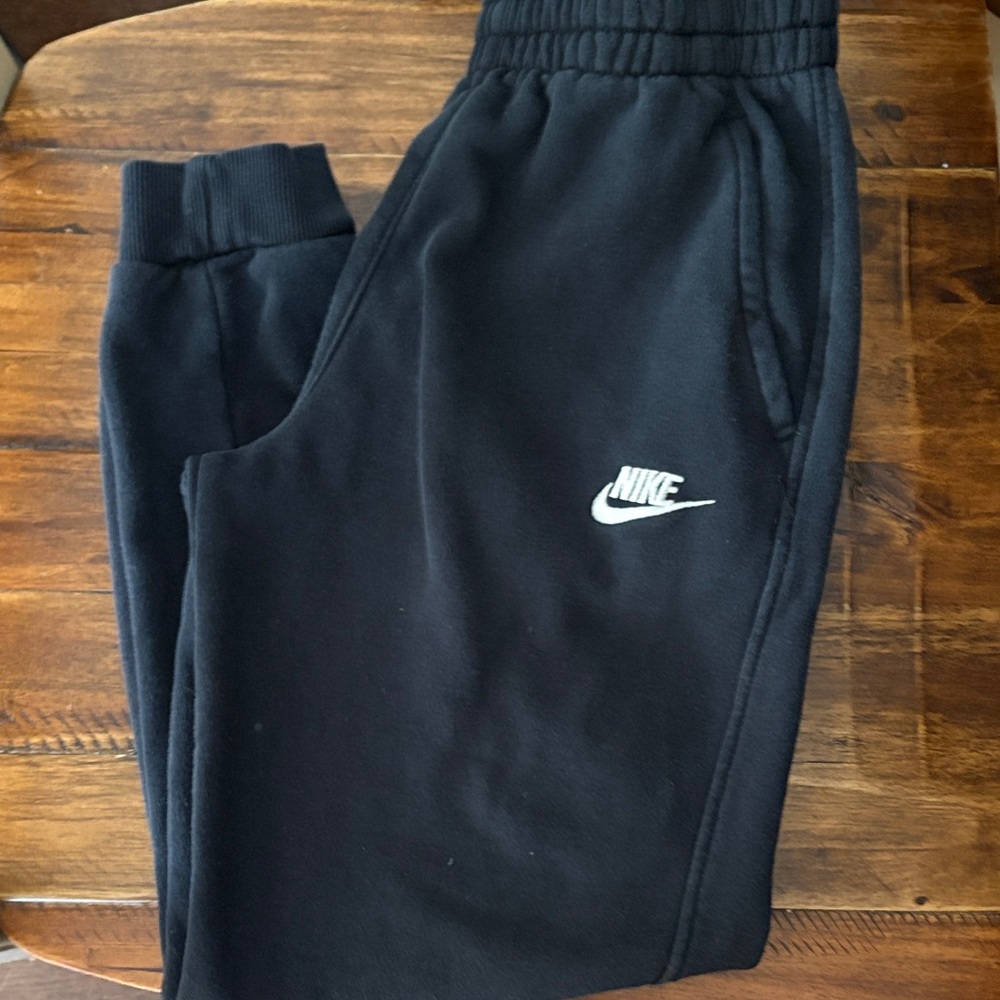 Nike Black Jogger Sweatpants with White Logo - Kids